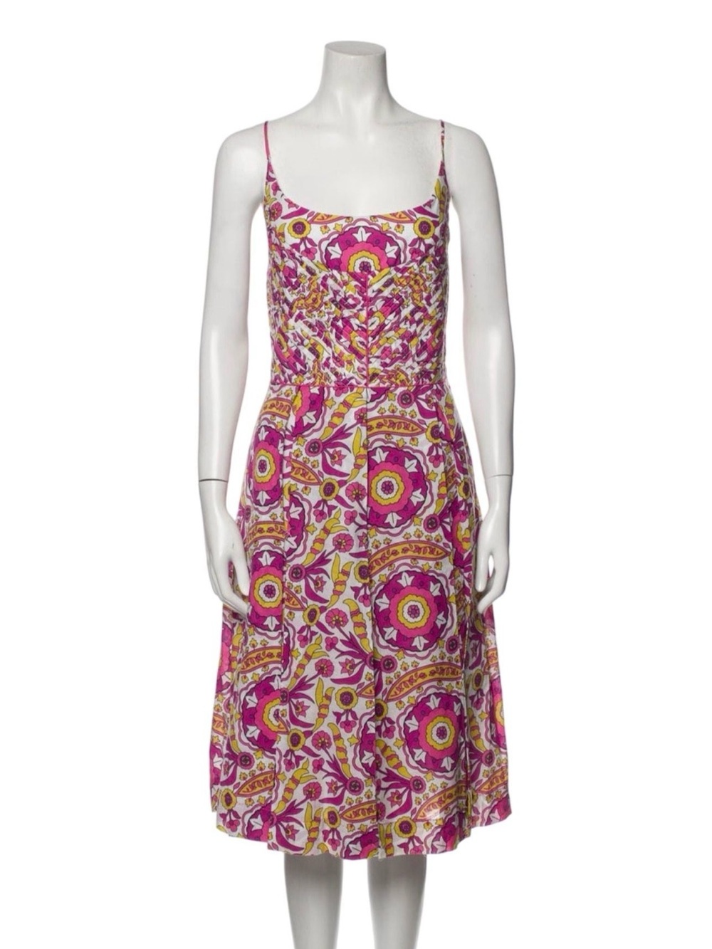 Tory Burch Pink Floral Spaghetti-Strap Midi Dress